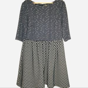 Taylor Woman Black and White Fit & Flare Dress